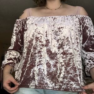 crushed velvet over the shoulder top